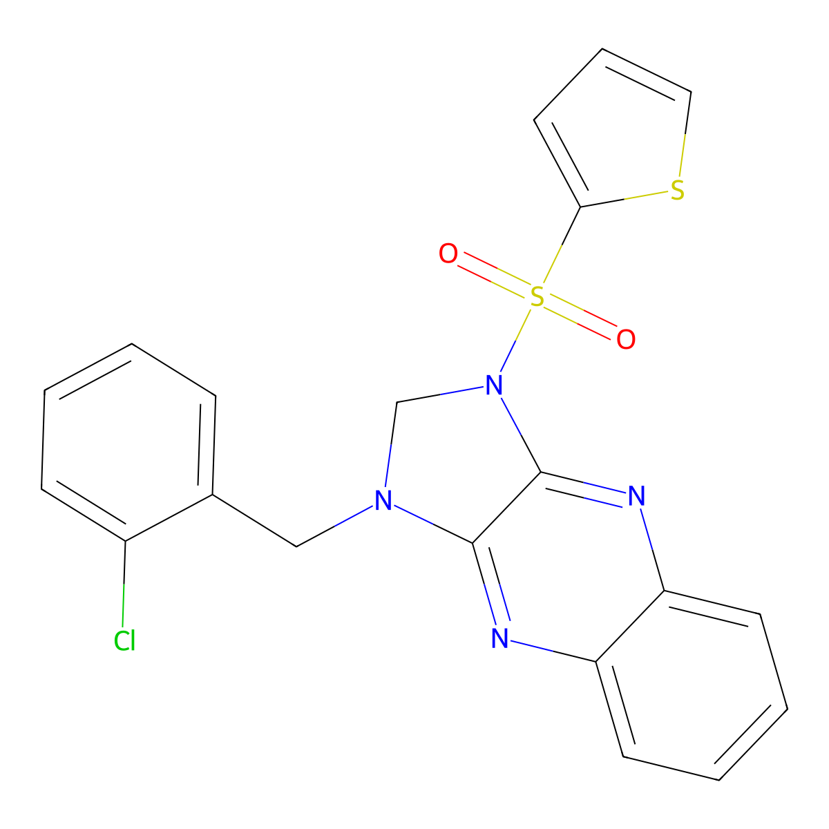 1-(2-chlorobenzyl)-3-(thiophen-2-ylsulfonyl)-2,3-dihydro-1H-imidazo[4,5-b]quinoxaline molecular structure, CAS 846065-53-0