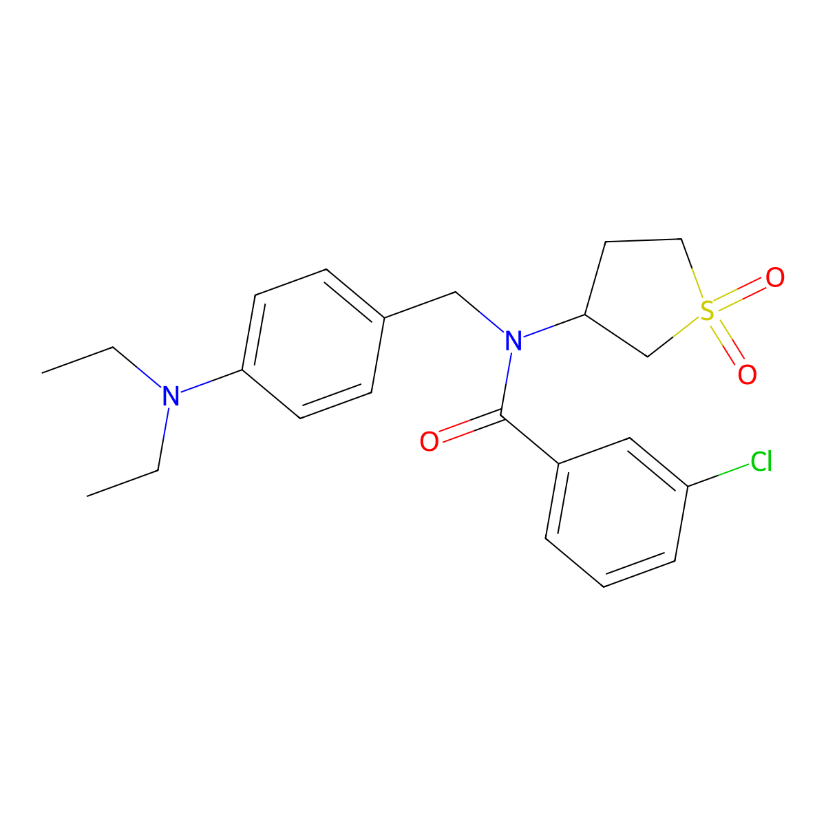 3-chloro-N-[4-(diethylamino)benzyl]-N-(1,1-dioxidotetrahydrothiophen-3-yl)benzamide molecular structure, CAS 846065-55-2