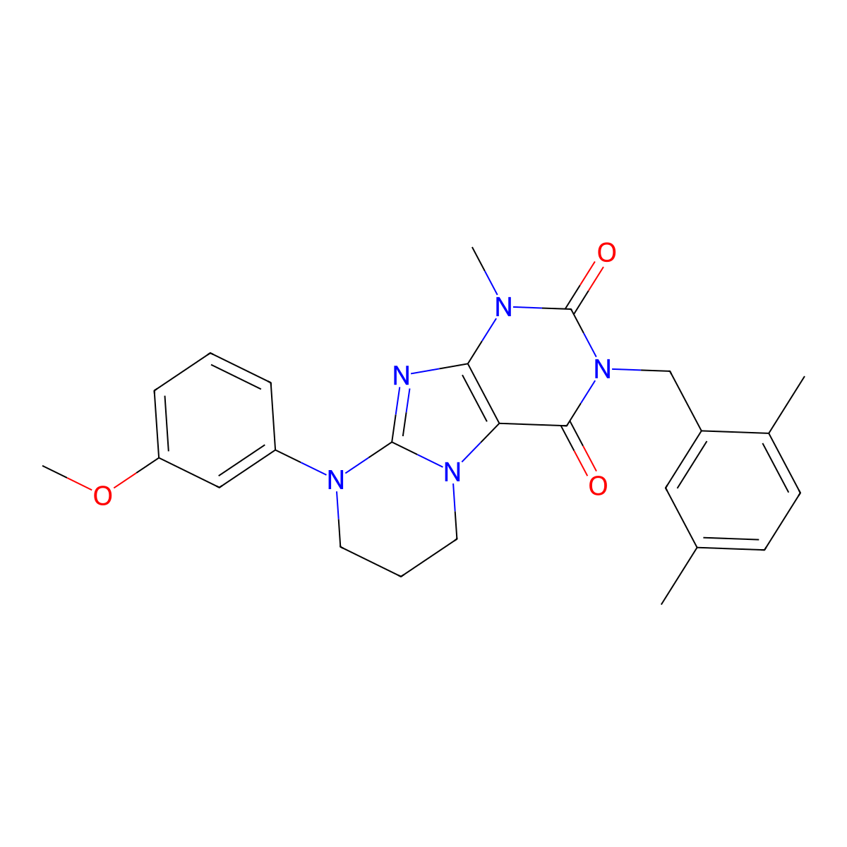 3-[(2,5-dimethylphenyl)methyl]-9-(3-methoxyphenyl)-1-methyl-7,8-dihydro-6H-purino[7,8-a]pyrimidine-2,4-dione molecular structure, CAS 846065-59-6