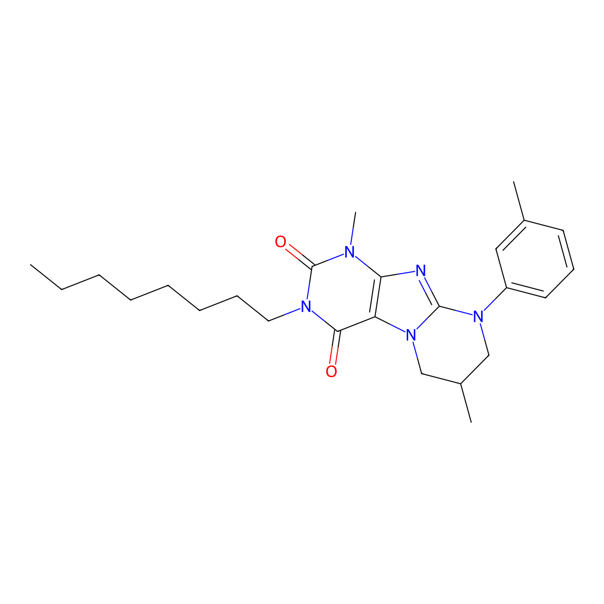 1,7-dimethyl-9-(3-methylphenyl)-3-octyl-7,8-dihydro-6H-purino[7,8-a]pyrimidine-2,4-dione molecular structure, CAS 846065-65-4