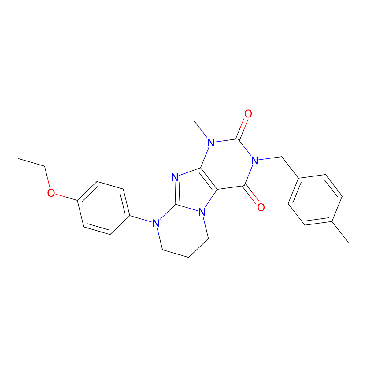 9-(4-ethoxyphenyl)-1-methyl-3-(4-methylbenzyl)-6,7,8,9-tetrahydropyrimido[2,1-f]purine-2,4(1H,3H)-dione molecular structure, CAS 846065-66-5