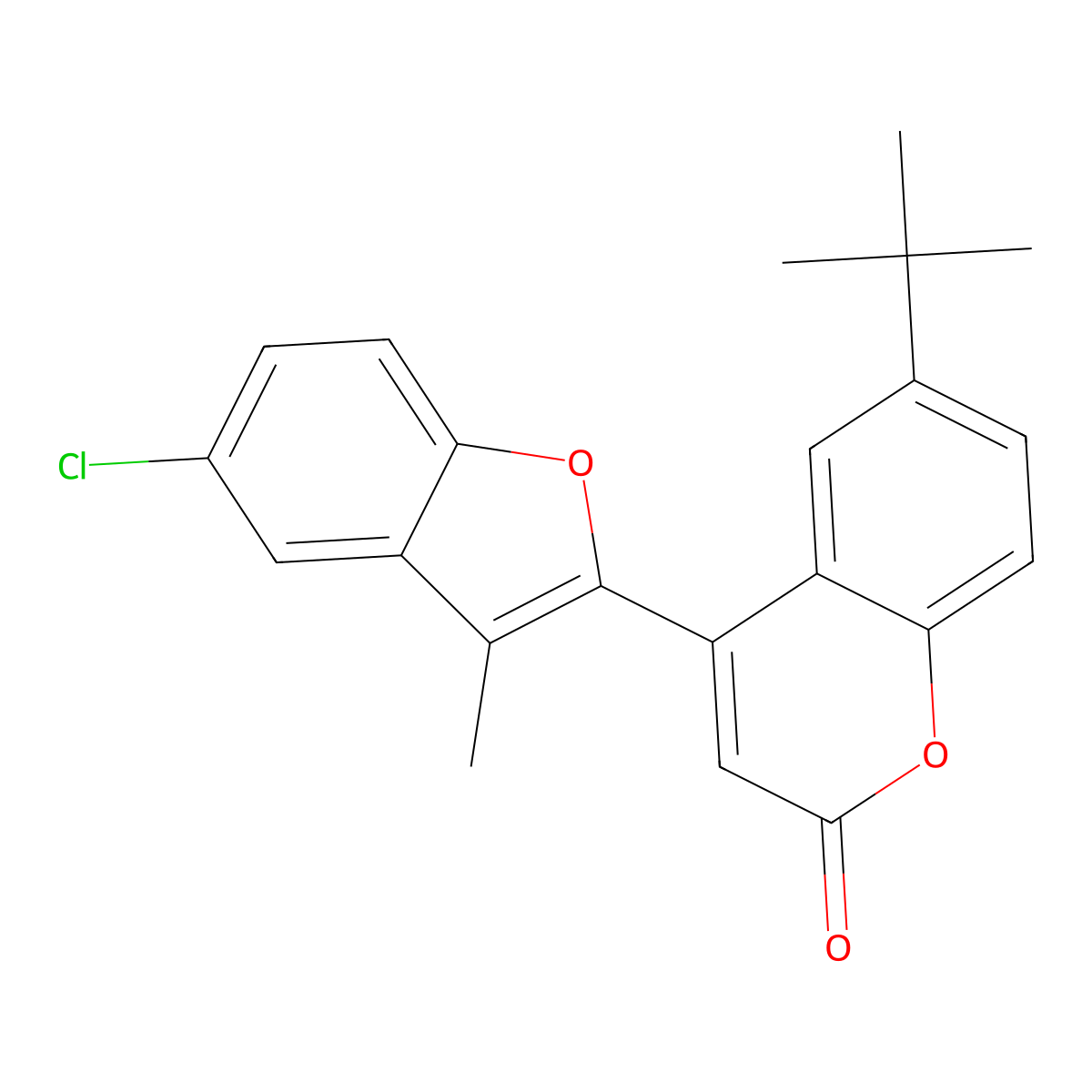 6-tert-butyl-4-(5-chloro-3-methyl-1-benzofuran-2-yl)-2H-chromen-2-one molecular structure, CAS 846065-71-2
