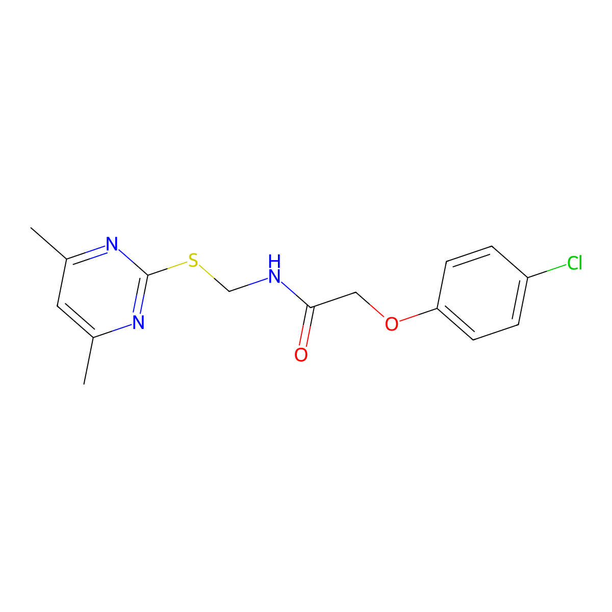 2-(4-chlorophenoxy)-N-{[(4,6-dimethylpyrimidin-2-yl)sulfanyl]methyl}acetamide molecular structure, CAS 846065-90-5