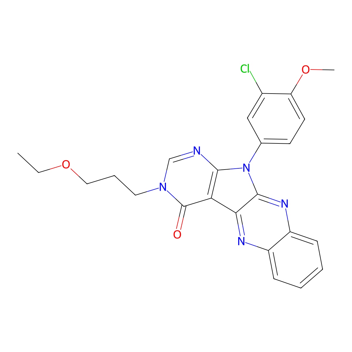 11-(3-chloro-4-methoxyphenyl)-3-(3-ethoxypropyl)-3,11-dihydro-4H-pyrimido[5',4':4,5]pyrrolo[2,3-b]quinoxalin-4-one molecular structure, CAS 846066-24-8