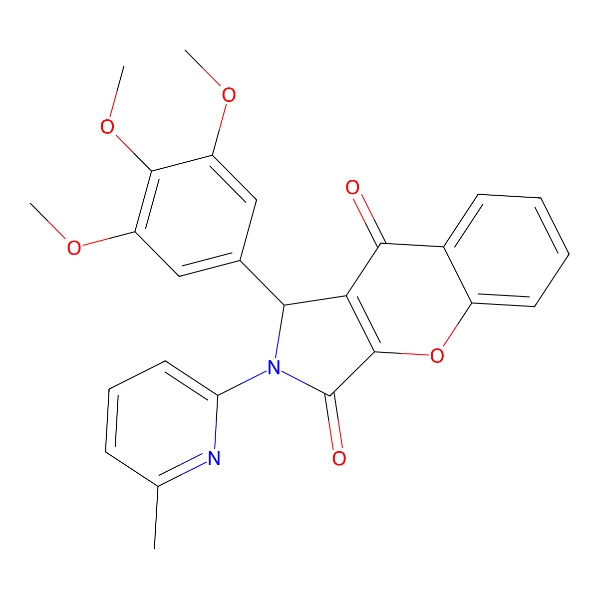 2-(6-Methyl-2-pyridinyl)-1-(3,4,5-trimethoxyphenyl)-1,2-dihydrochromeno[2,3-c]pyrrole-3,9-dione molecular structure, CAS 846066-31-7