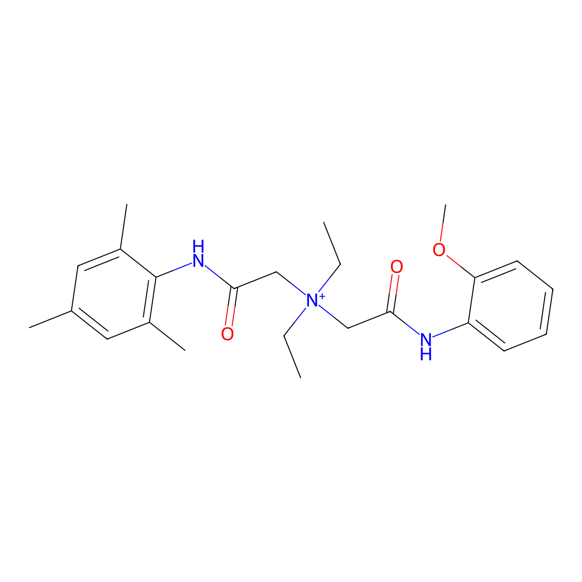Ammonium, diethyl(((o-methoxyphenyl)carbamoyl)methyl)(((2,4,6-trimethylphenyl)carbamoyl)methyl)- molecular structure, CAS 84607-97-6