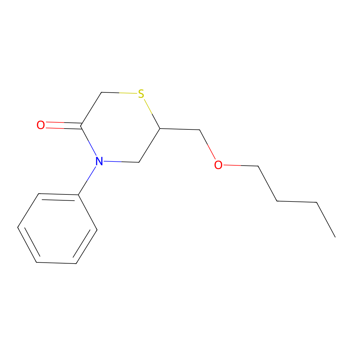 3-Thiomorpholinone, 6-(butoxymethyl)-4-phenyl- molecular structure, CAS 84609-64-3