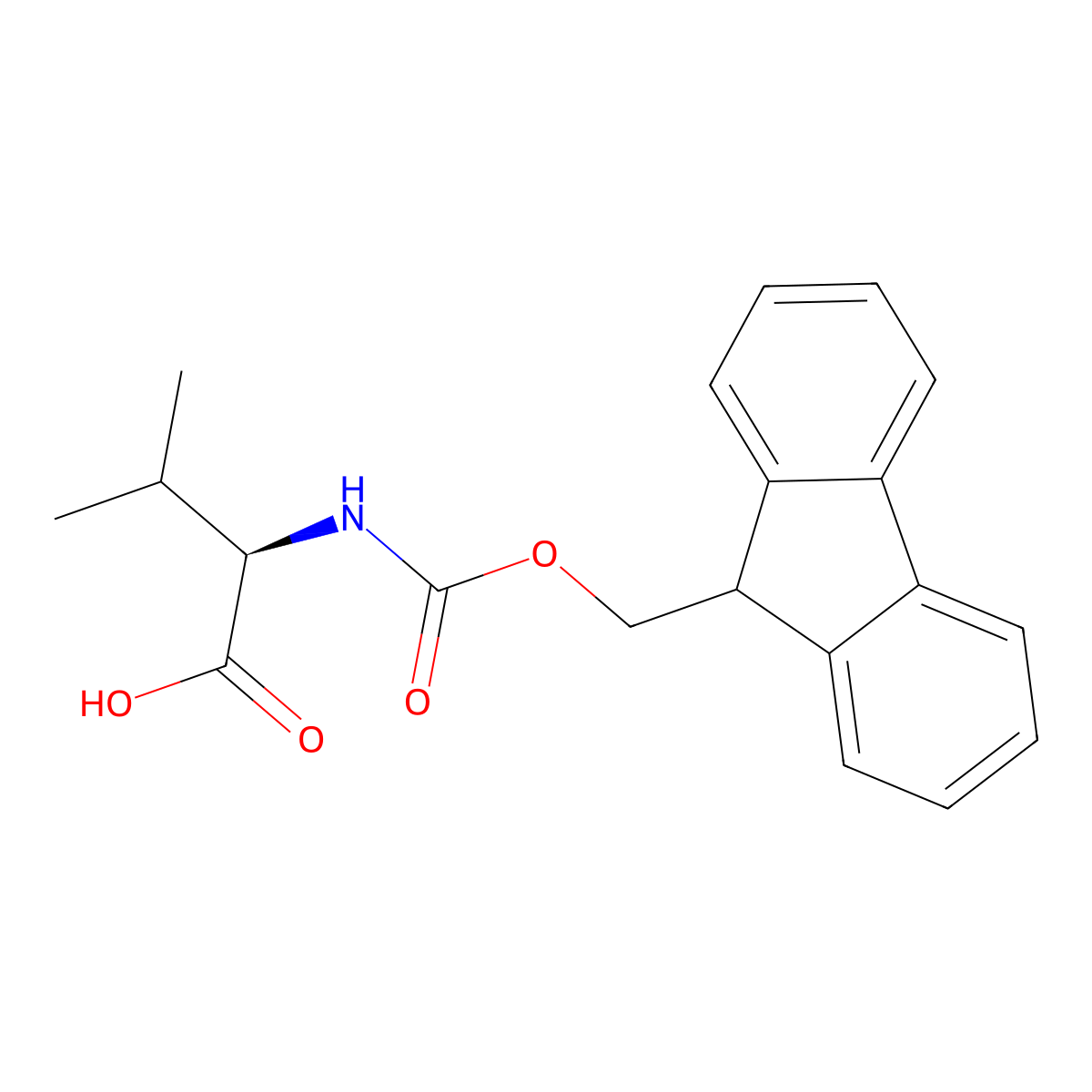 (2R)-2-({[(9H-fluoren-9-yl)methoxy]carbonyl}amino)-3-methylbutanoic acid molecular structure, CAS 84624-17-9