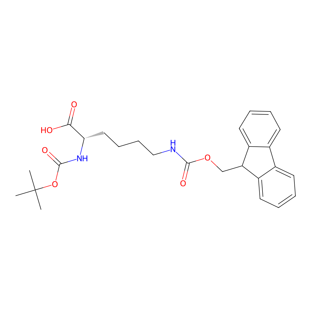 (2S)-2-(((tert-butoxy)carbonyl)amino)-6-((((9H-fluoren-9-yl)methoxy)carbonyl)amino)hexanoic acid molecular structure, CAS 84624-27-1