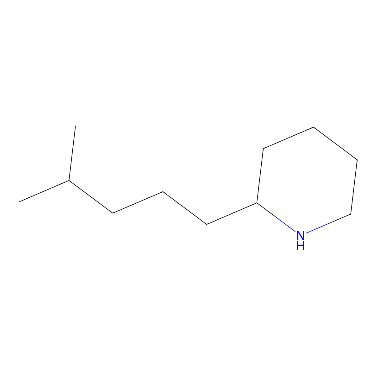 2-(4-Methylpentyl)piperidine molecular structure, CAS 84625-16-1