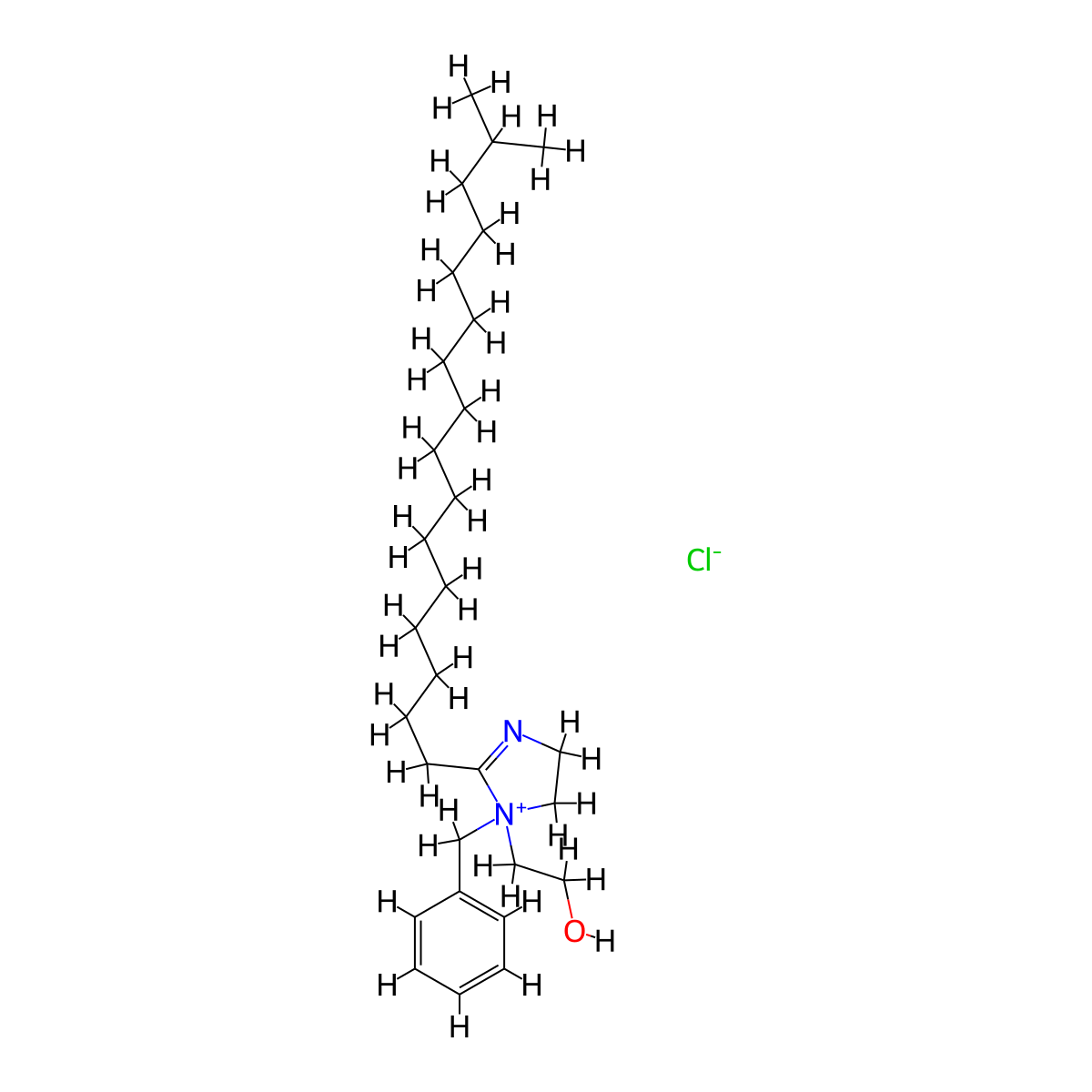1H-Imidazolium, 4,5-dihydro-1-(2-hydroxyethyl)-2-isoheptadecyl-1-(phenylmethyl)-, chloride (1:1) molecular structure, CAS 84625-60-5