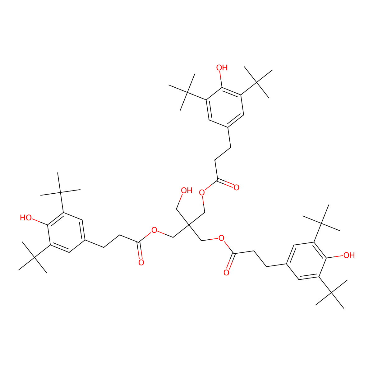 Pentaerythritol tris(3,5-di-tert-butyl-4-hydroxyhydrocinnamate) molecular structure, CAS 84633-54-5