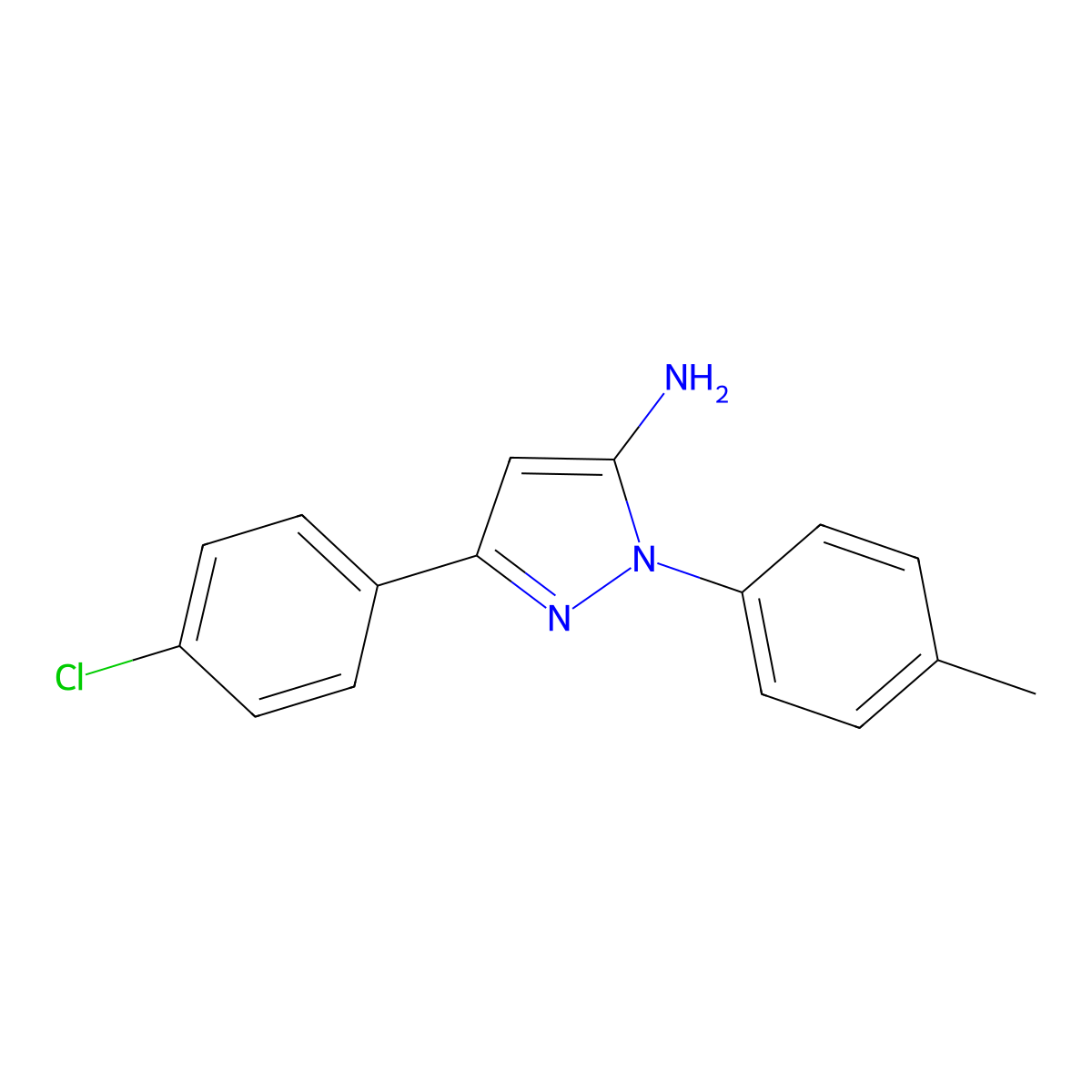 3-(4-Chlorophenyl)-1-(4-methylphenyl)-1H-pyrazole-5-amine molecular structure, CAS 84637-30-9