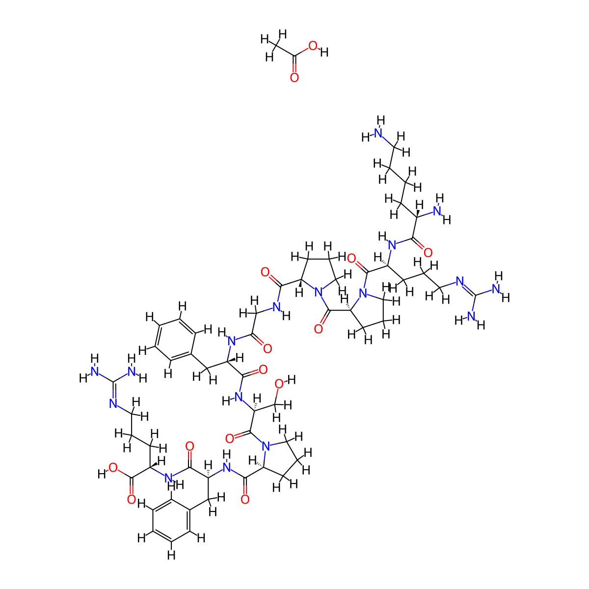 Lys-Bradykinin acetate molecular structure, CAS 84640-50-6