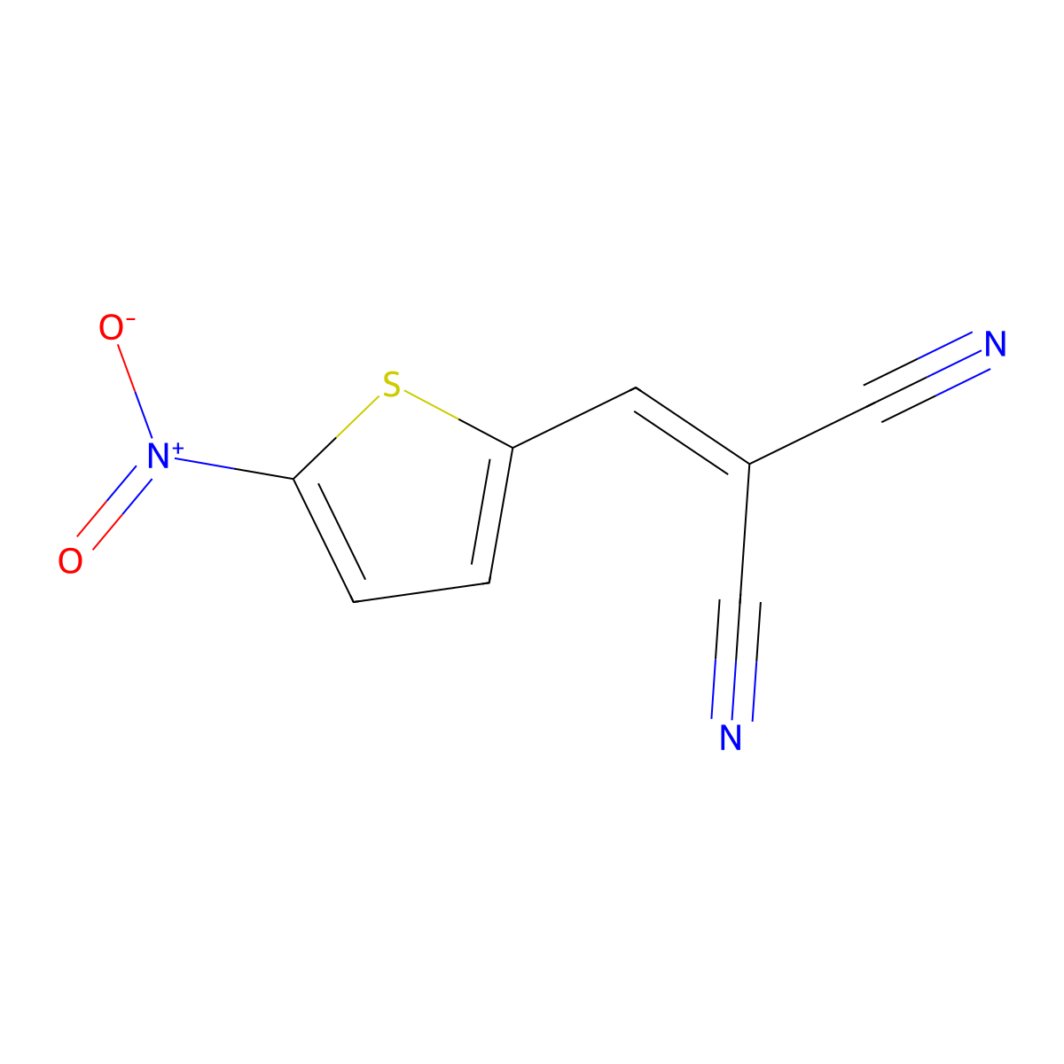 2-[(5-Nitrothiophen-2-yl)methylidene]propanedinitrile molecular structure, CAS 84653-70-3