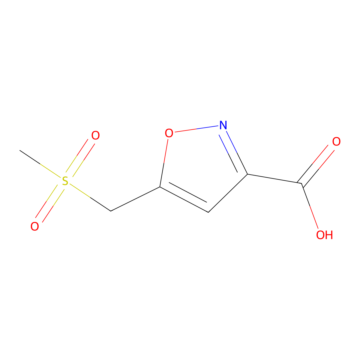5-((Methylsulfonyl)methyl)isoxazole-3-carboxylic acid molecular structure, CAS 84654-31-9