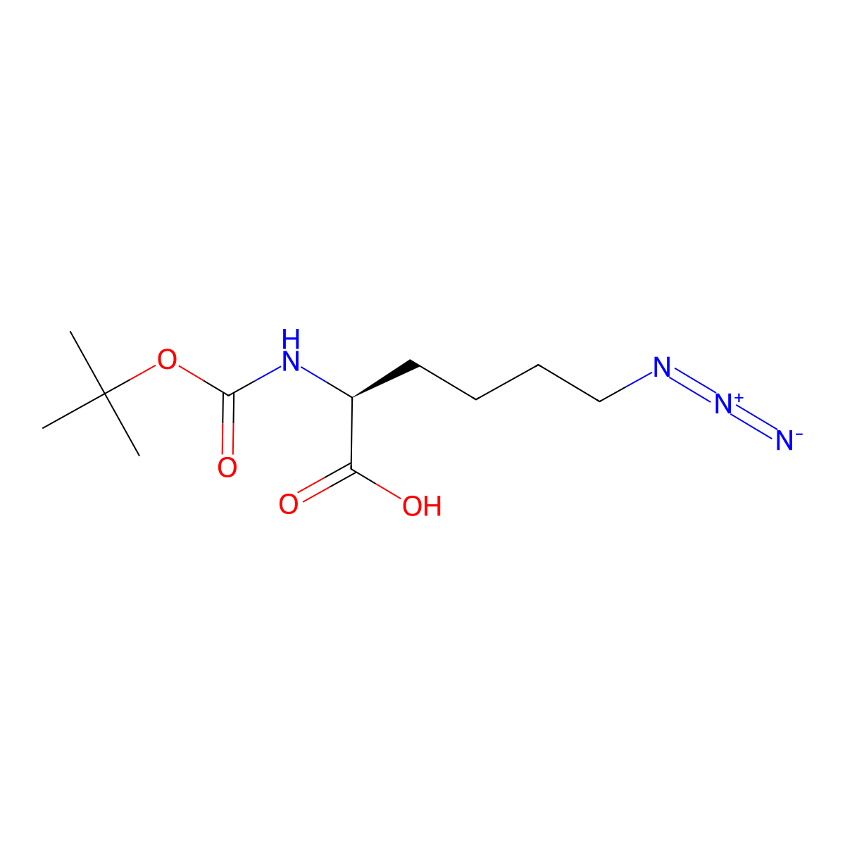 Hexanoic acid, 6-azido-2-[[(1,1-dimethylethoxy)carbonyl]amino]-, (2S)- molecular structure, CAS 846549-33-5