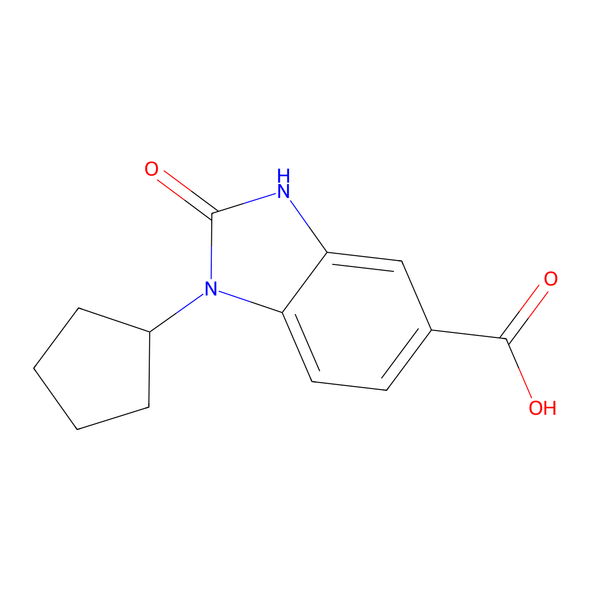 1-cyclopentyl-2-oxo-2,3-dihydro-1H-1,3-benzodiazole-5-carboxylic acid molecular structure, CAS 846562-87-6