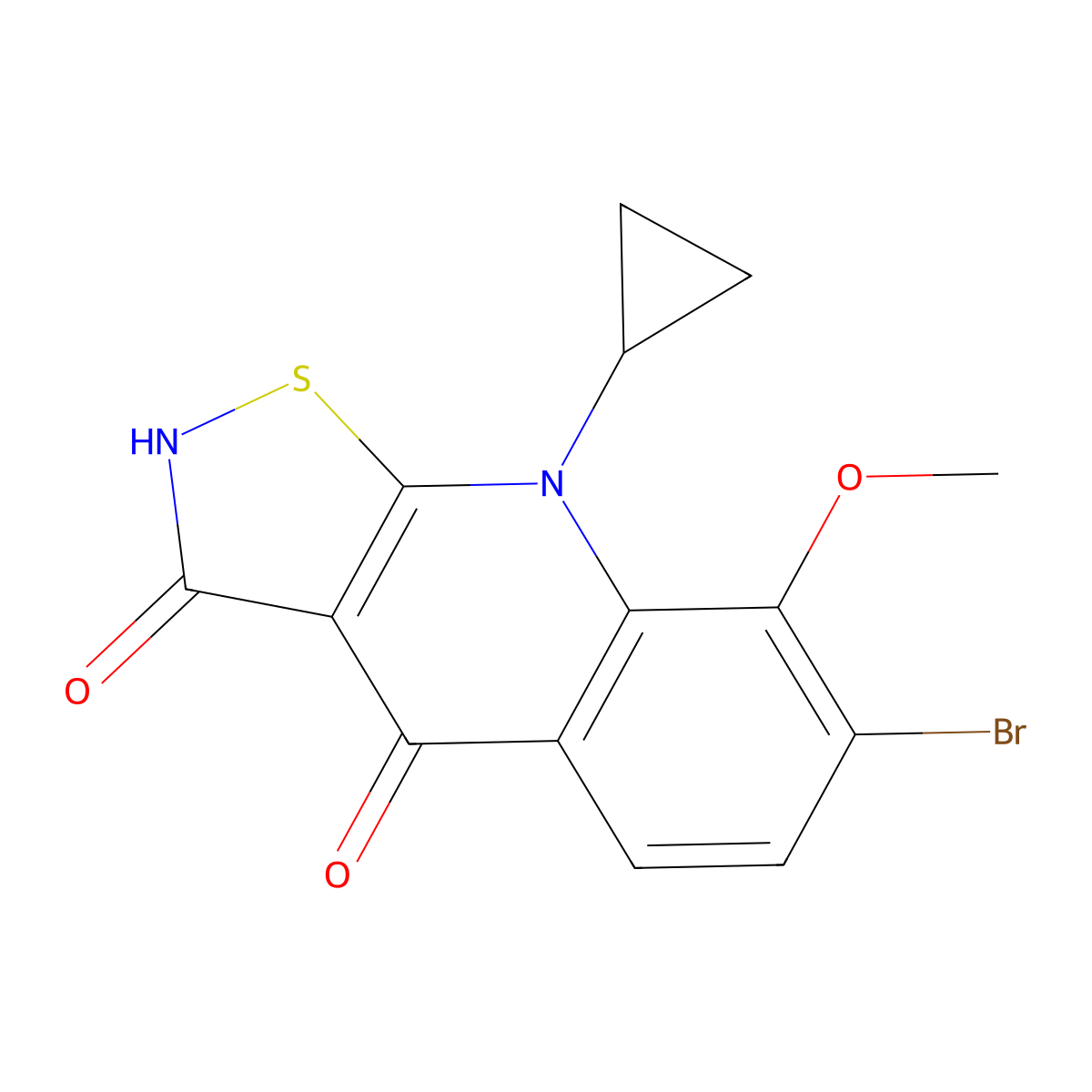 7-Bromo-9-cyclopropyl-8-methoxyisothiazolo[5,4-B]quinoline-3,4(2H,9H)-dione molecular structure, CAS 846564-00-9