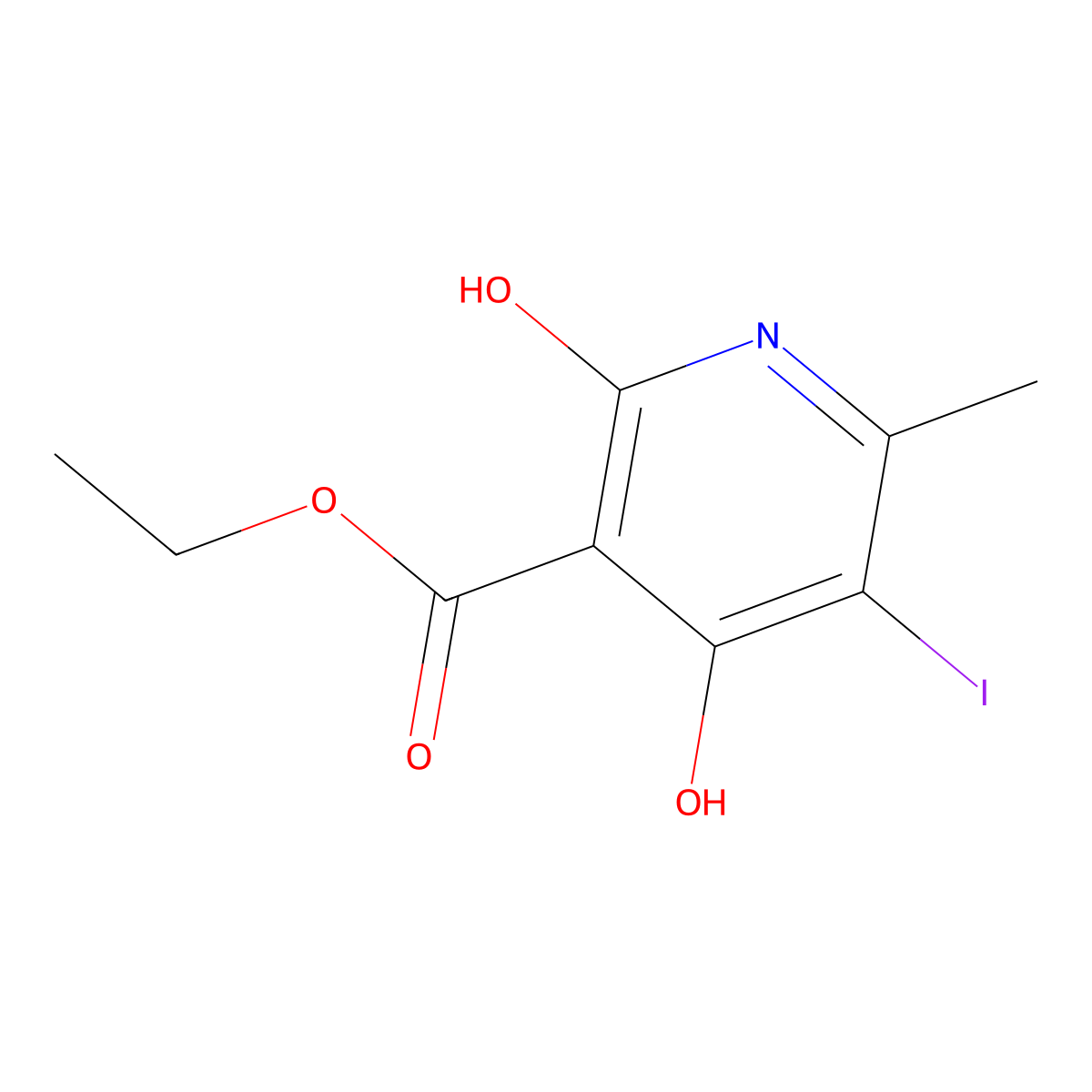 Ethyl 2,4-dihydroxy-5-iodo-6-methylnicotinate molecular structure, CAS 846569-82-2