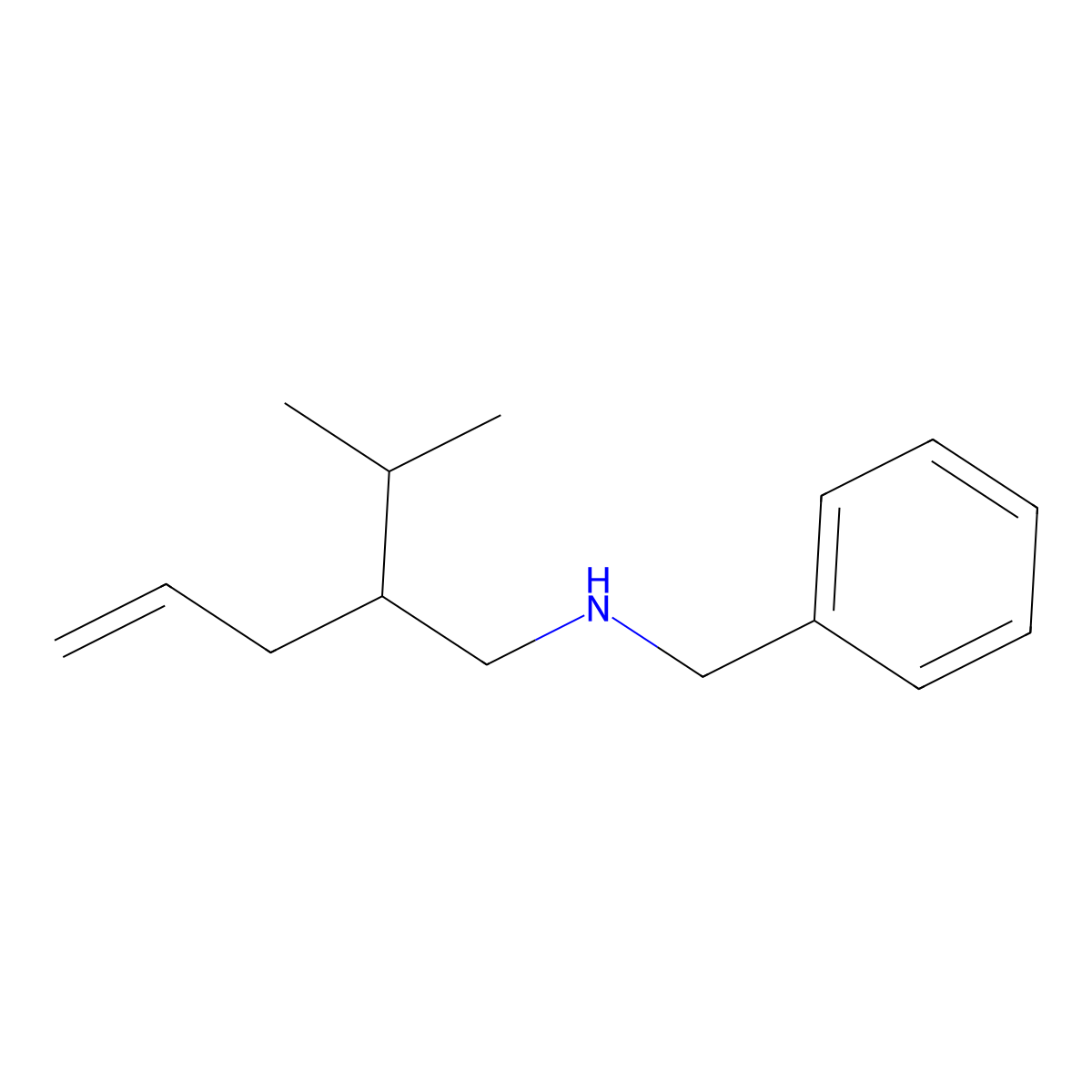 Benzyl[2-(propan-2-yl)pent-4-en-1-yl]amine molecular structure, CAS 846576-84-9