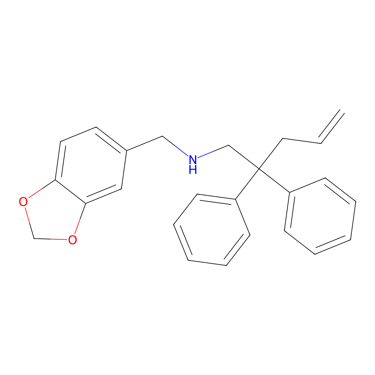N-(Benzo[d][1,3]dioxol-5-ylmethyl)-2,2-diphenylpent-4-en-1-amine molecular structure, CAS 846576-90-7