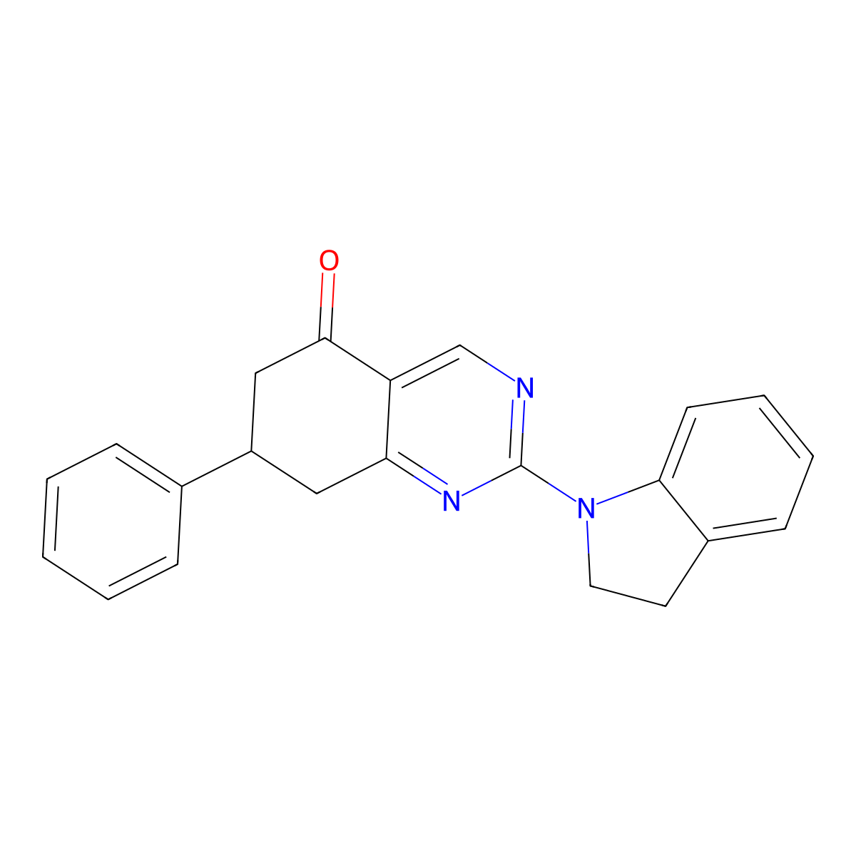 2-(2,3-dihydro-1H-indol-1-yl)-7-phenyl-7,8-dihydroquinazolin-5(6H)-one molecular structure, CAS 846579-20-2