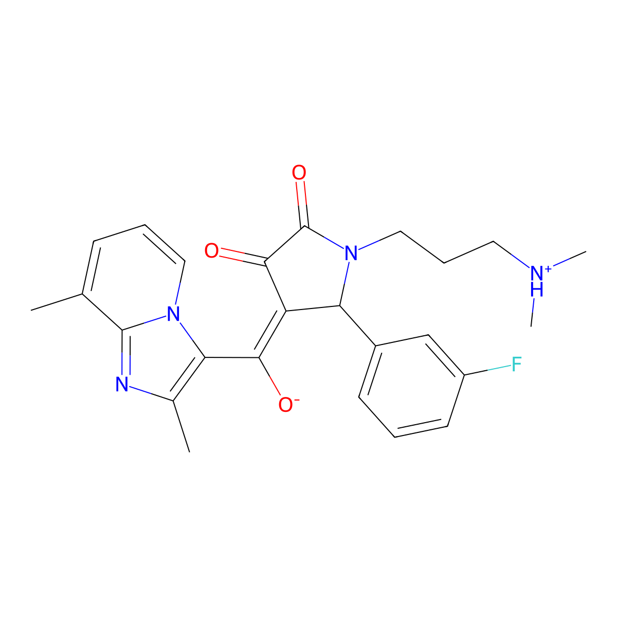 1-[3-(dimethylamino)propyl]-4-{2,8-dimethylimidazo[1,2-a]pyridine-3-carbonyl}-5-(3-fluorophenyl)-3-hydroxy-2,5-dihydro-1H-pyrrol-2-one molecular structure, CAS 846579-95-1