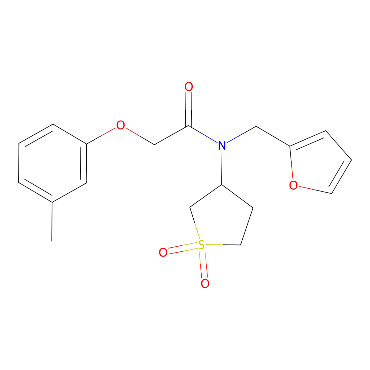 N-(1,1-dioxidotetrahydrothiophen-3-yl)-N-(furan-2-ylmethyl)-2-(3-methylphenoxy)acetamide molecular structure, CAS 846580-39-0