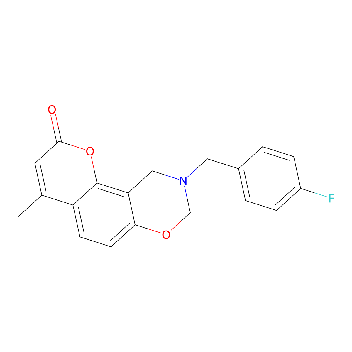 9-(4-fluorobenzyl)-4-methyl-9,10-dihydro-2H,8H-chromeno[8,7-e][1,3]oxazin-2-one molecular structure, CAS 846580-87-8