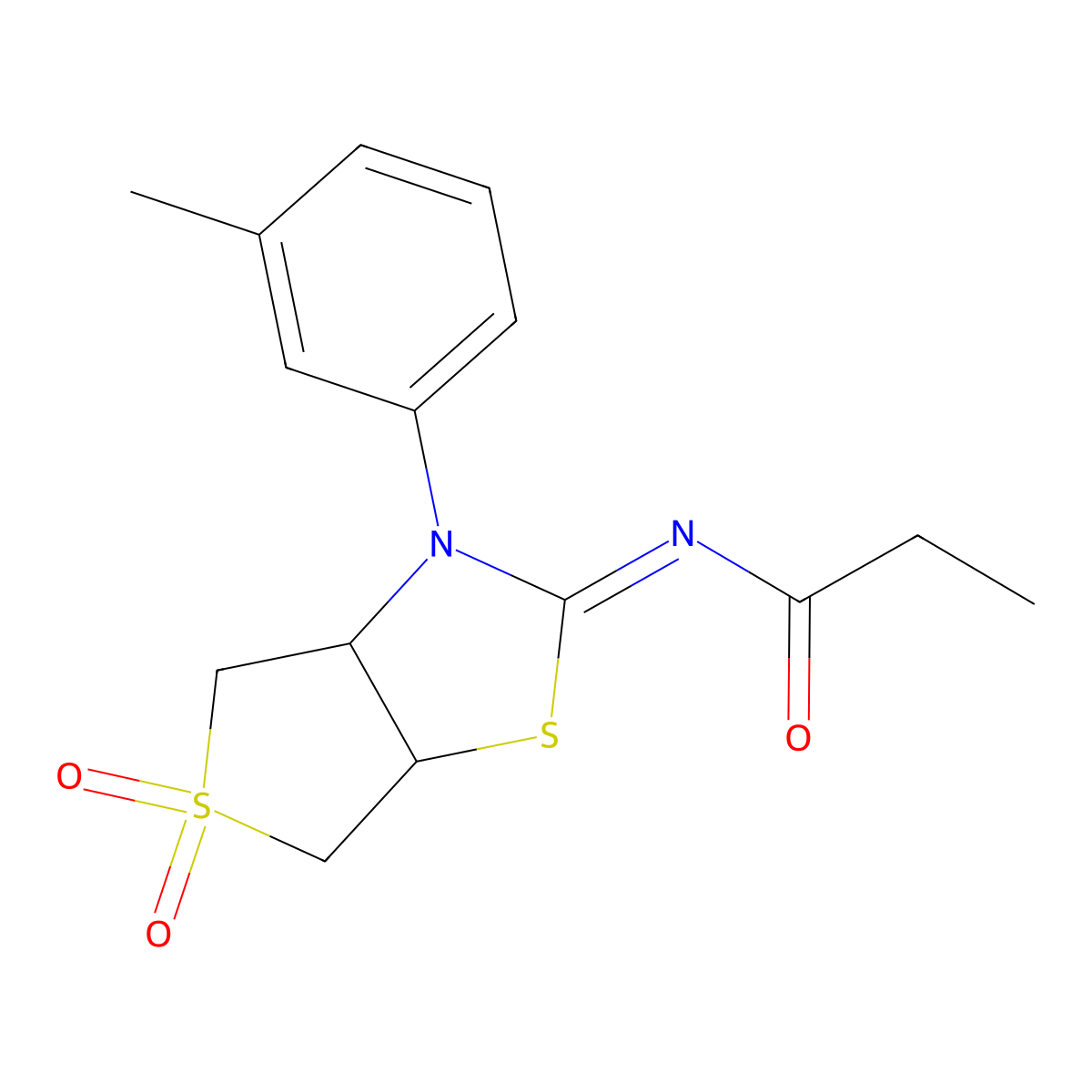 N-[(2Z)-3-(3-methylphenyl)-5,5-dioxidotetrahydrothieno[3,4-d][1,3]thiazol-2(3H)-ylidene]propanamide molecular structure, CAS 846580-98-1