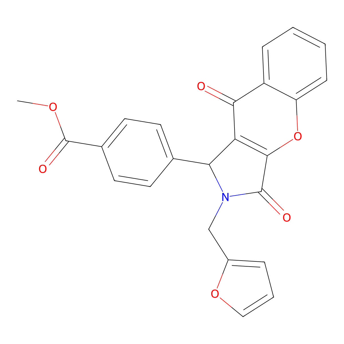 Methyl 4-[2-(2-furylmethyl)-3,9-dioxo-1,2,3,9-tetrahydrochromeno[2,3-c]pyrrol-1-yl]benzoate molecular structure, CAS 846581-12-2