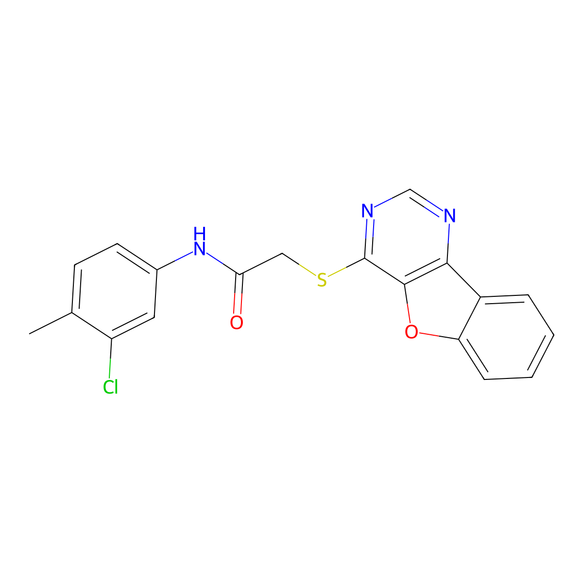 2-(benzofuro[3,2-d]pyrimidin-4-ylthio)-N-(3-chloro-4-methylphenyl)acetamide molecular structure, CAS 846581-72-4