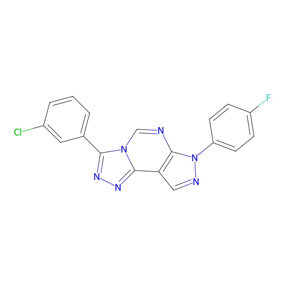 3-(3-chlorophenyl)-7-(4-fluorophenyl)-7H-pyrazolo[4,3-e][1,2,4]triazolo[4,3-c]pyrimidine molecular structure, CAS 846582-22-7