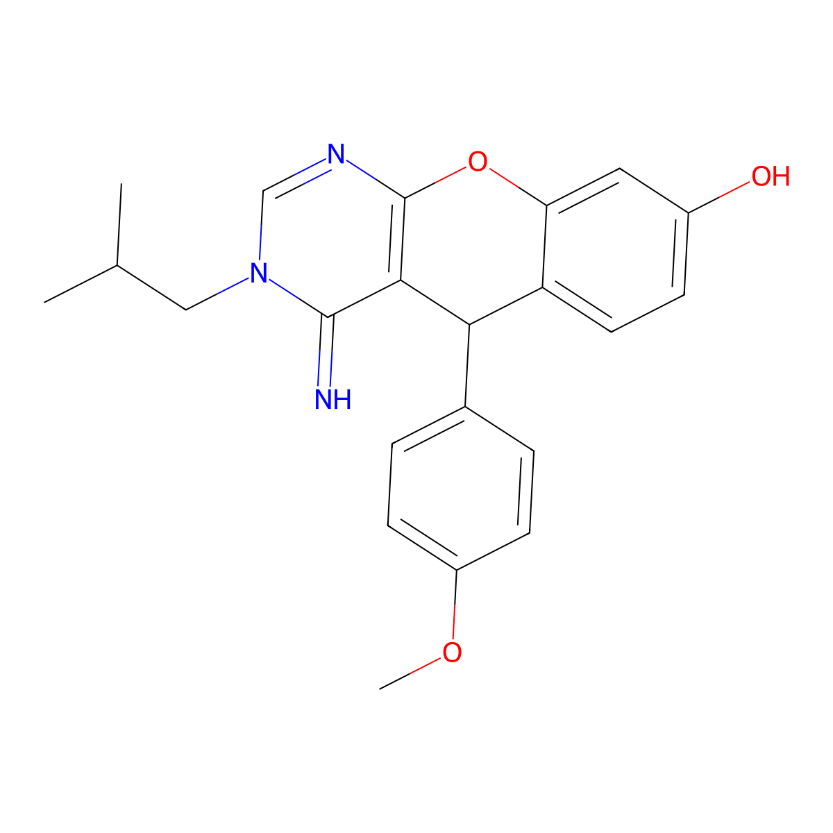 4-imino-5-(4-methoxyphenyl)-3-(2-methylpropyl)-5H-chromeno[2,3-d]pyrimidin-8-ol molecular structure, CAS 846582-89-6