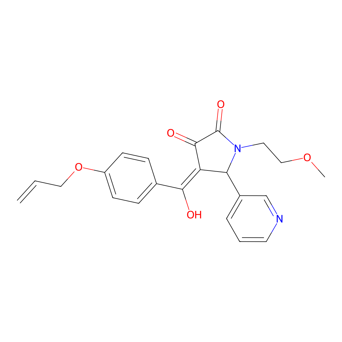 3-hydroxy-1-(2-methoxyethyl)-4-[4-(prop-2-en-1-yloxy)benzoyl]-5-(pyridin-3-yl)-2,5-dihydro-1H-pyrrol-2-one molecular structure, CAS 846583-13-9