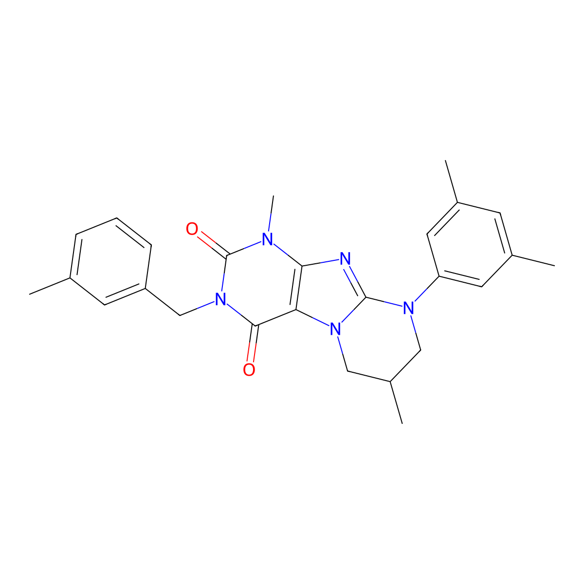 9-(3,5-dimethylphenyl)-1,7-dimethyl-3-[(3-methylphenyl)methyl]-7,8-dihydro-6H-purino[7,8-a]pyrimidine-2,4-dione molecular structure, CAS 846583-21-9