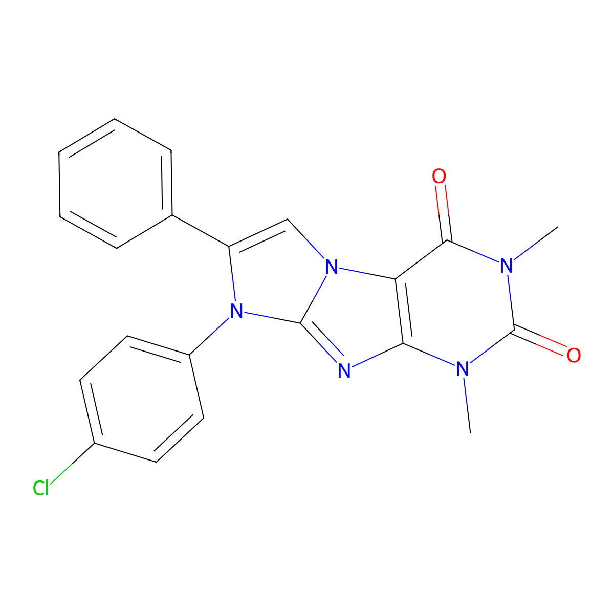 6-(4-Chlorophenyl)-2,4-dimethyl-7-phenylpurino[7,8-a]imidazole-1,3-dione molecular structure, CAS 846583-23-1