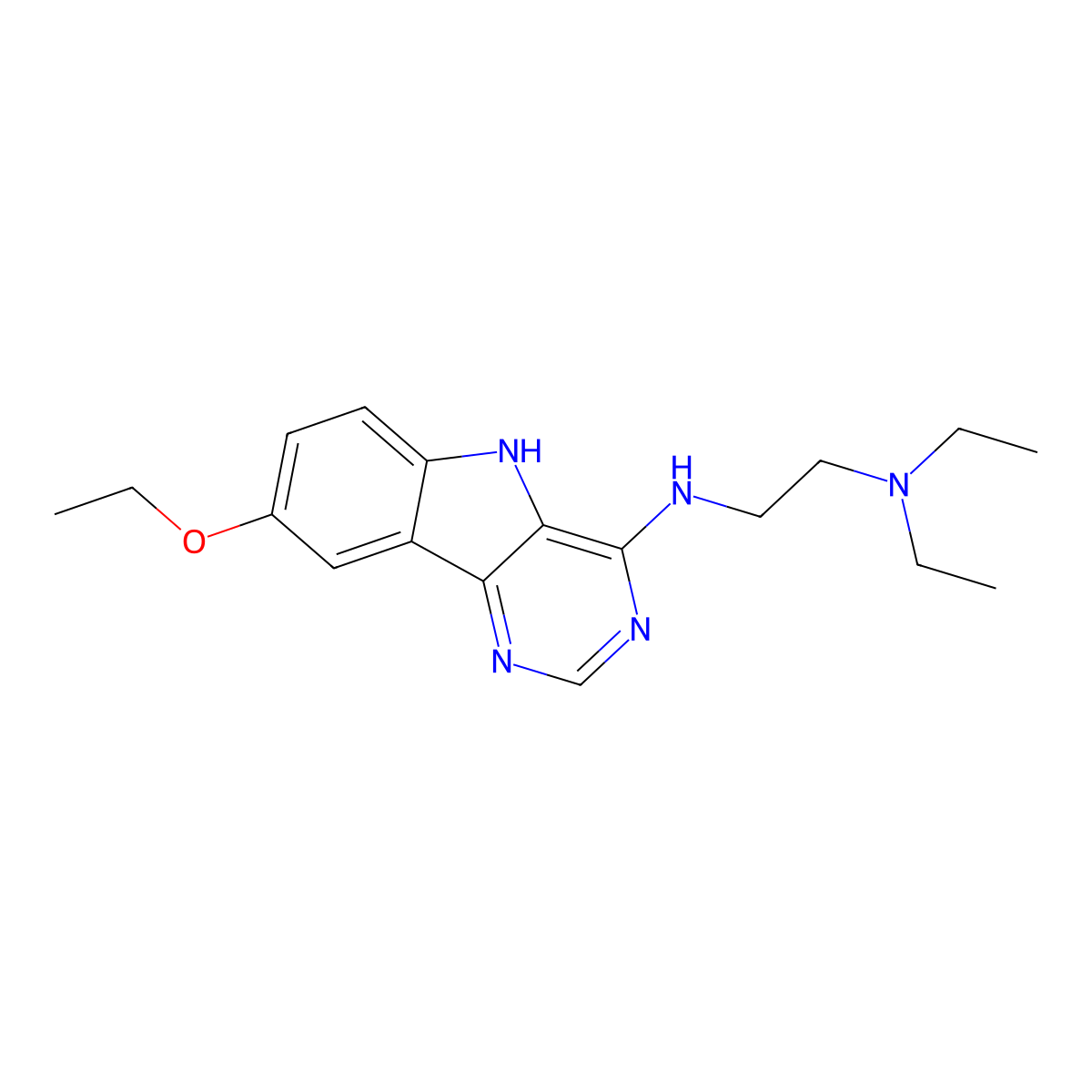 N-(8-ethoxy-5H-pyrimido[5,4-b]indol-4-yl)-N',N'-diethylethane-1,2-diamine molecular structure, CAS 846584-08-5