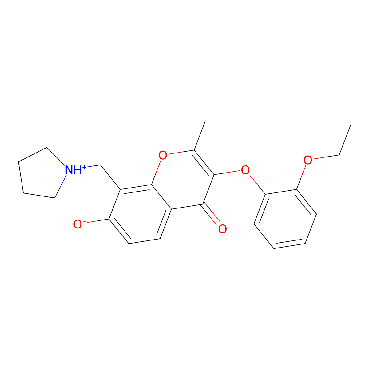 3-(2-ethoxyphenoxy)-7-hydroxy-2-methyl-8-(pyrrolidin-1-ylmethyl)-4H-chromen-4-one molecular structure, CAS 846584-12-1