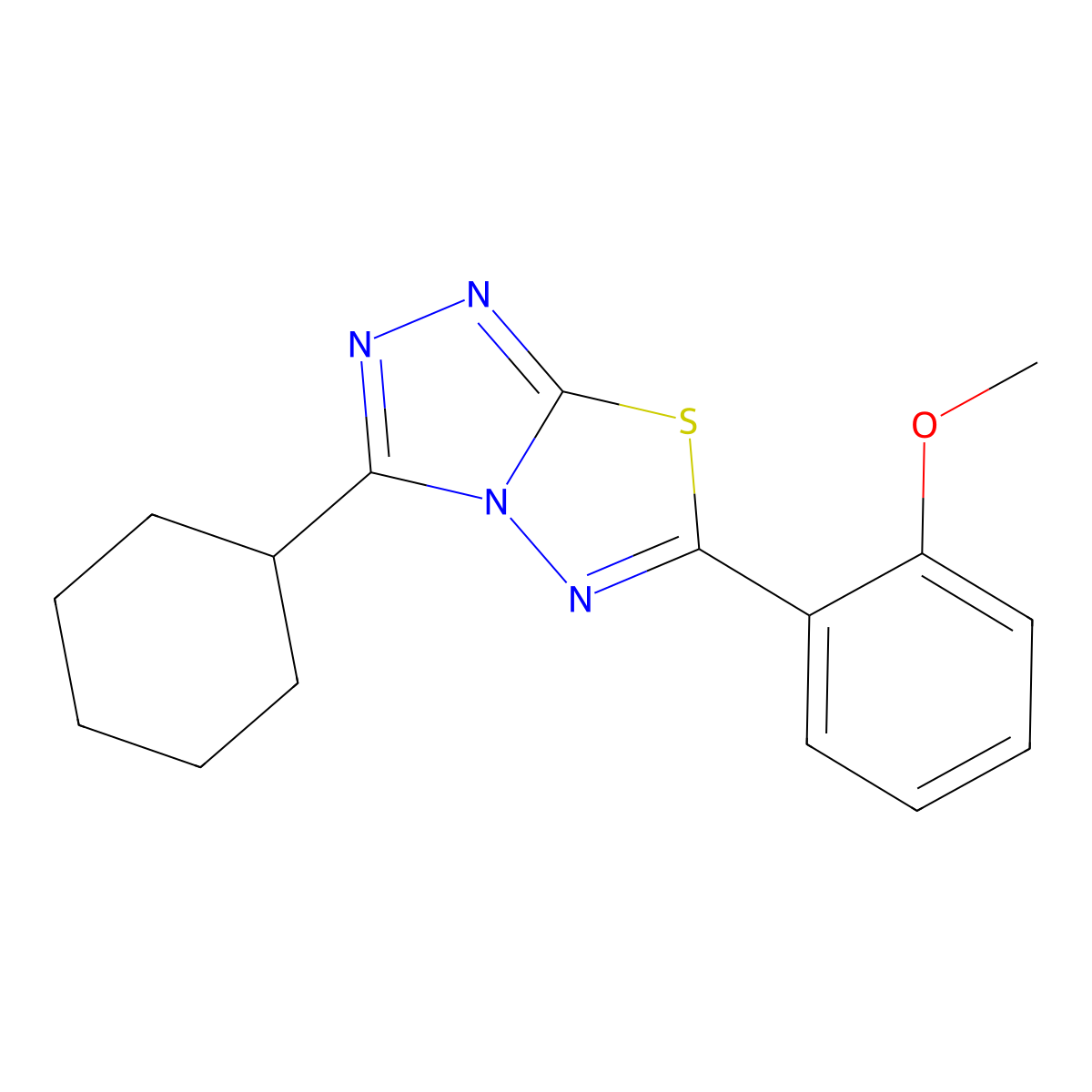 3-Cyclohexyl-6-(2-methoxyphenyl)-[1,2,4]triazolo[3,4-b][1,3,4]thiadiazole molecular structure, CAS 846584-17-6