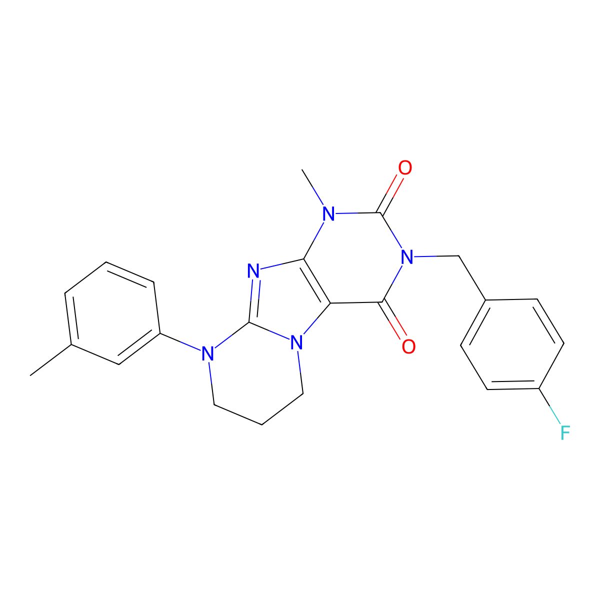 3-[(4-fluorophenyl)methyl]-1-methyl-9-(3-methylphenyl)-7,8-dihydro-6H-purino[7,8-a]pyrimidine-2,4-dione molecular structure, CAS 846585-43-1