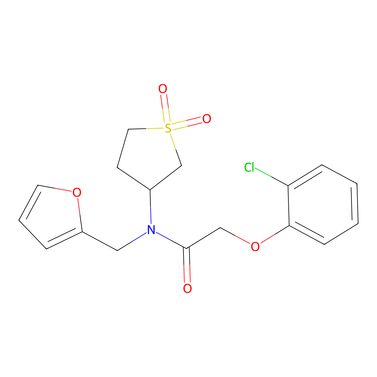 2-(2-chlorophenoxy)-N-(1,1-dioxidotetrahydrothiophen-3-yl)-N-(furan-2-ylmethyl)acetamide molecular structure, CAS 846585-54-4