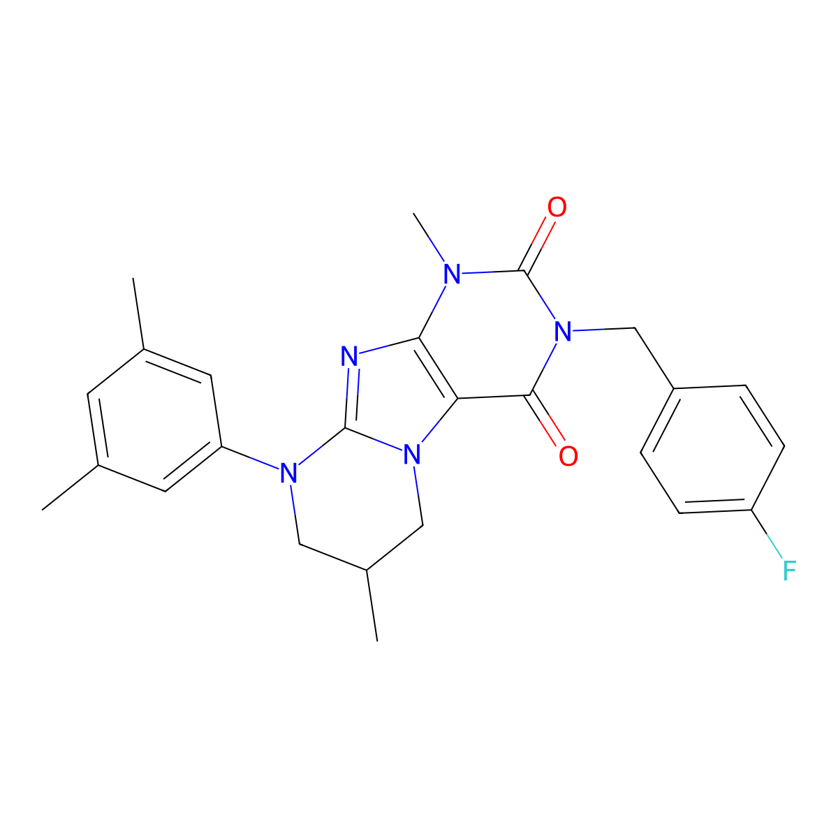 9-(3,5-dimethylphenyl)-3-[(4-fluorophenyl)methyl]-1,7-dimethyl-7,8-dihydro-6H-purino[7,8-a]pyrimidine-2,4-dione molecular structure, CAS 846585-78-2