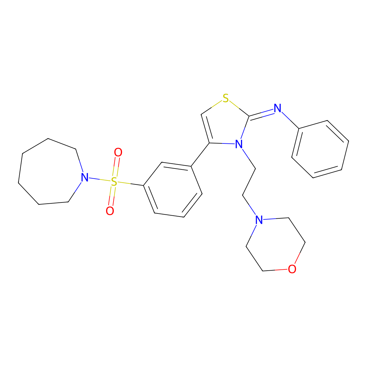 N-[(2Z)-4-[3-(azepan-1-ylsulfonyl)phenyl]-3-[2-(morpholin-4-yl)ethyl]-1,3-thiazol-2(3H)-ylidene]aniline molecular structure, CAS 846586-05-8