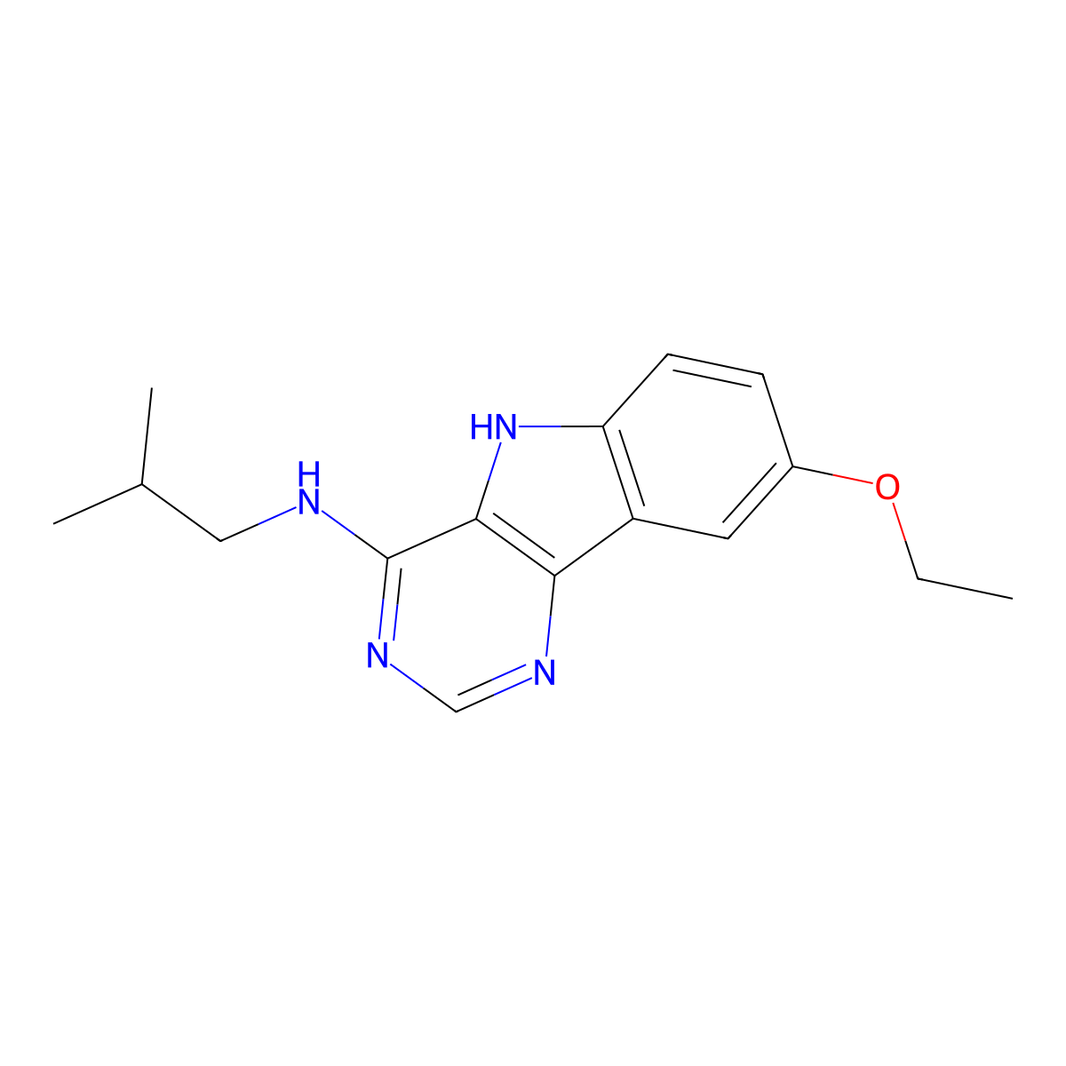 8-ethoxy-N-(2-methylpropyl)-5H-pyrimido[5,4-b]indol-4-amine molecular structure, CAS 846586-11-6
