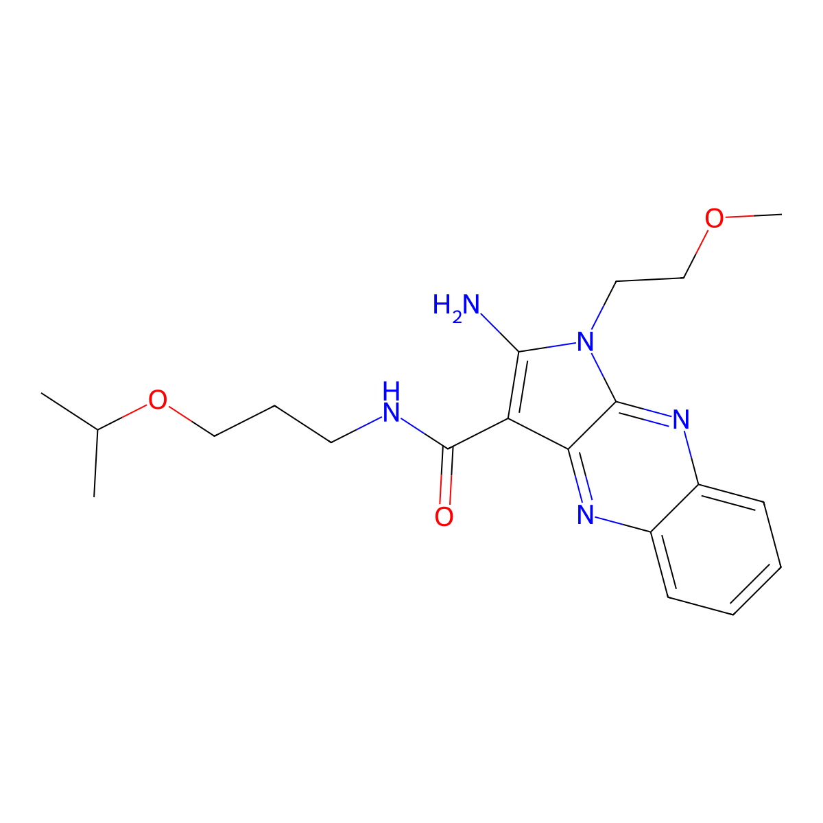 2-amino-1-(2-methoxyethyl)-N-[3-(propan-2-yloxy)propyl]-1H-pyrrolo[2,3-b]quinoxaline-3-carboxamide molecular structure, CAS 846586-48-9