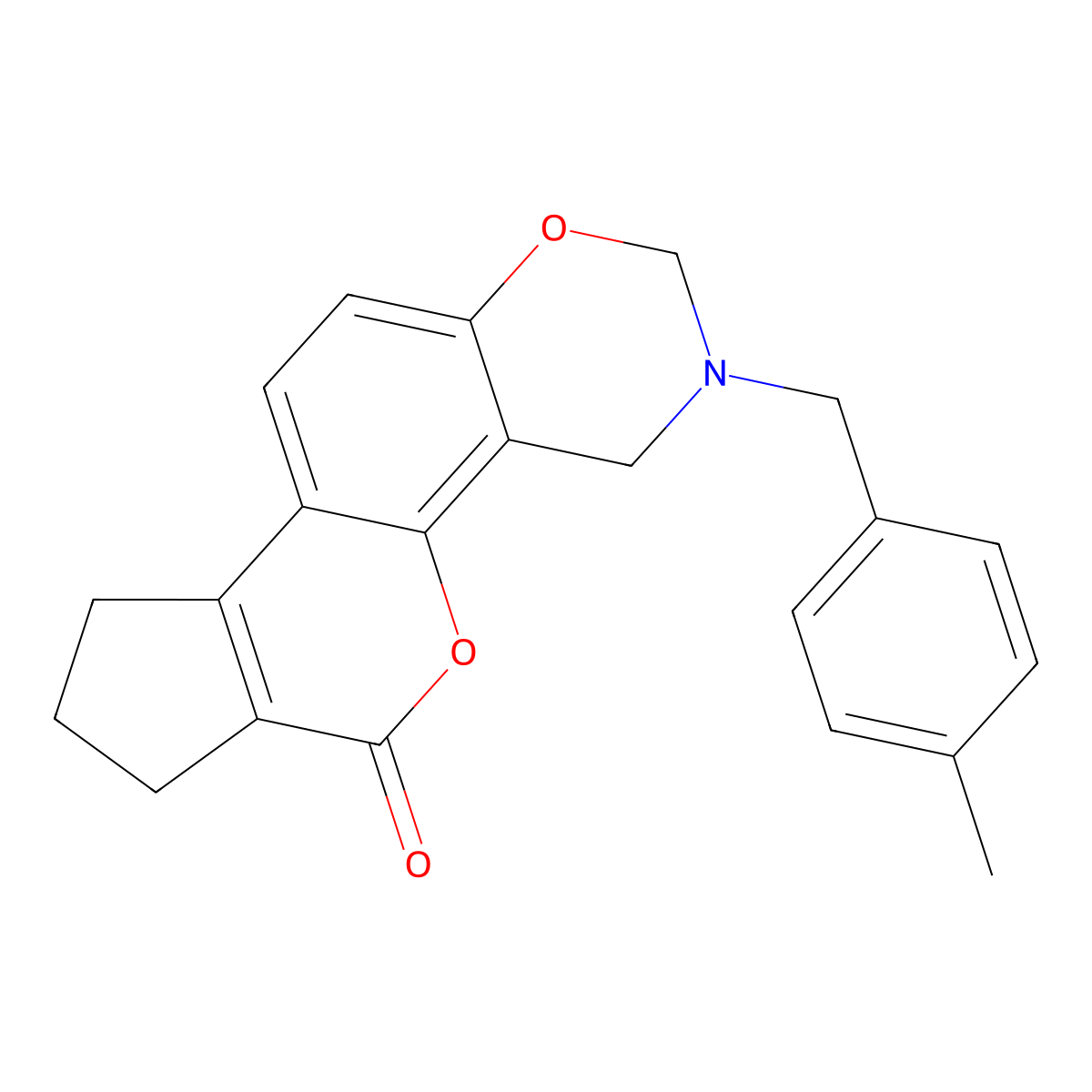 3-(4-methylbenzyl)-3,4,8,9-tetrahydro-2H-cyclopenta[3,4]chromeno[8,7-e][1,3]oxazin-6(7H)-one molecular structure, CAS 846586-96-7