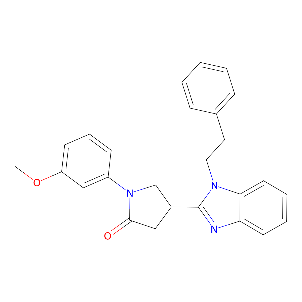 1-(3-methoxyphenyl)-4-(1-phenethyl-1H-benzo[d]imidazol-2-yl)pyrrolidin-2-one molecular structure, CAS 846587-02-8