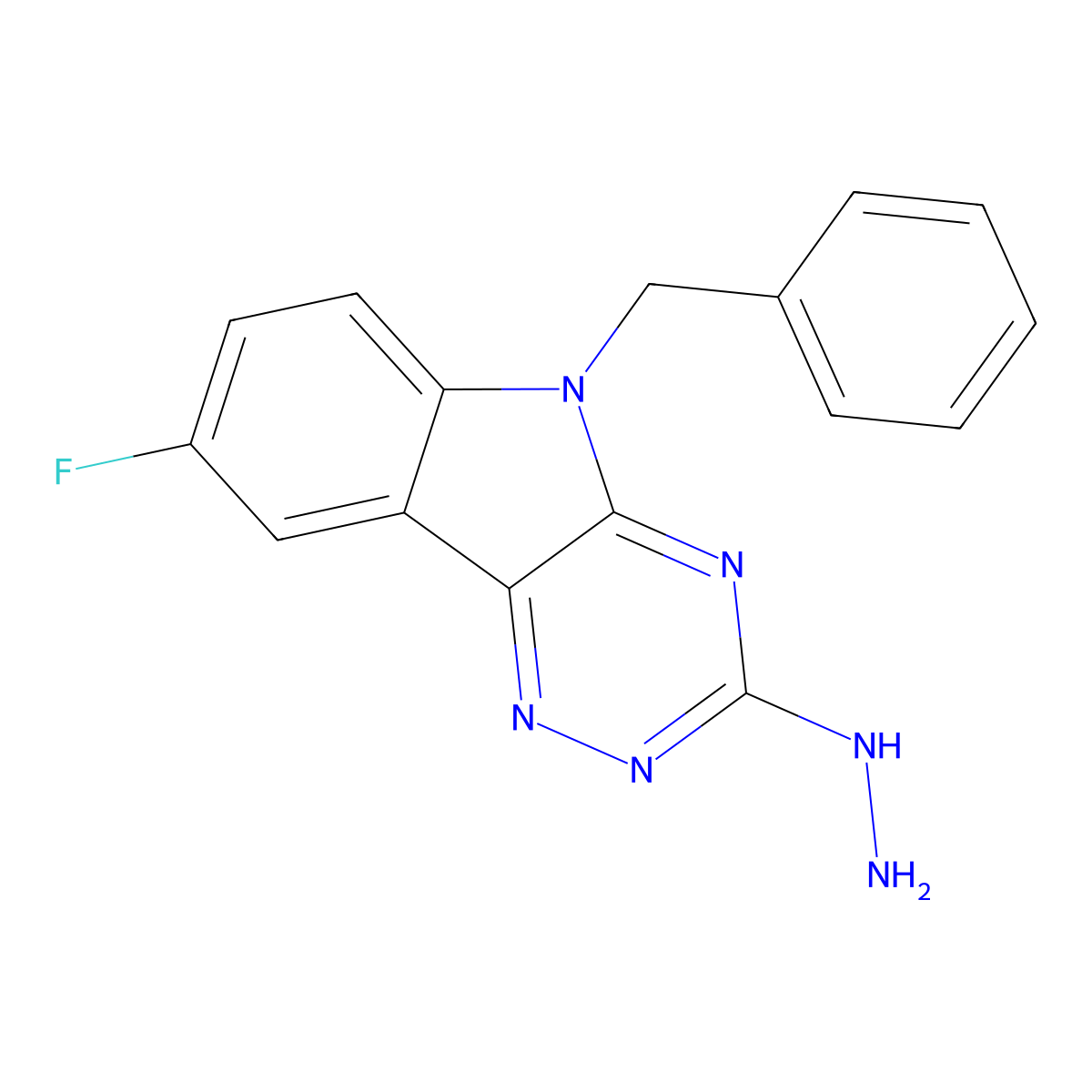 5-benzyl-8-fluoro-3-hydrazinyl-5H-[1,2,4]triazino[5,6-b]indole molecular structure, CAS 846587-03-9